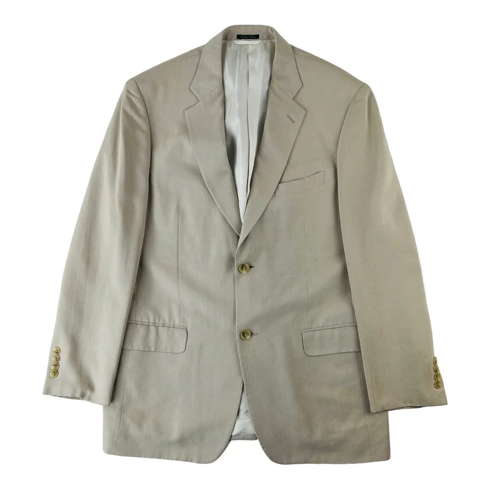 Ibiza Tan Pure Silk 2 Button Single Vent‎ Blazer Mens Size 40R